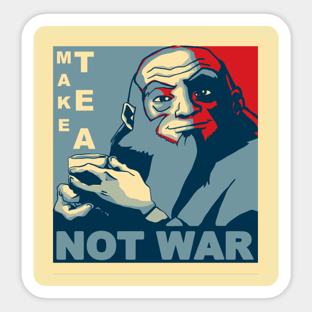 Avatar Iroh - Make Tea Not War Sticker by wcqaguxa